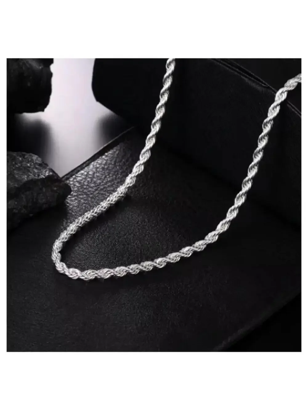 Rope chain - Necklace -  silver - 4mm / 22